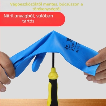 Nitril flockos védőkesztyű ipari használatra – csúszásmentes, olajálló, vízálló, kopásálló, savak és lúgok elleni védelem.