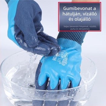 Munkavédelmi kesztyűk – kopásálló, csúszásmentes, vízálló; kettős latex bevonatú kertészeti kesztyűk; szúrásálló; vízi munkákhoz