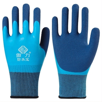 Munkavédelmi kesztyűk – kopásálló, csúszásmentes, vízálló; kettős latex bevonatú kertészeti kesztyűk; szúrásálló; vízi munkákhoz