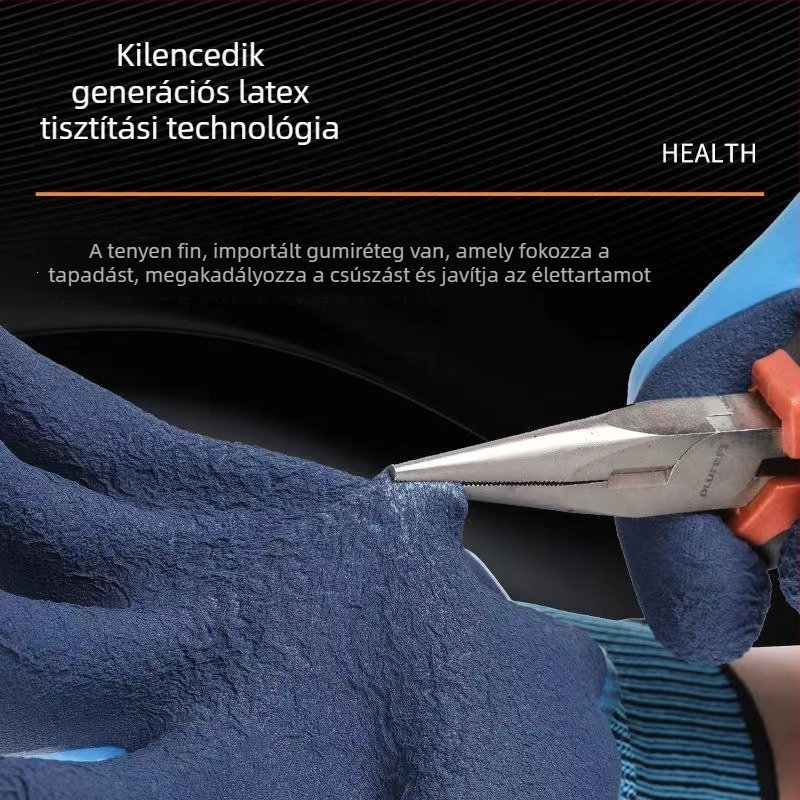 Munkavédelmi kesztyűk – kopásálló, csúszásmentes, vízálló; kettős latex bevonatú kertészeti kesztyűk; szúrásálló; vízi munkákhoz