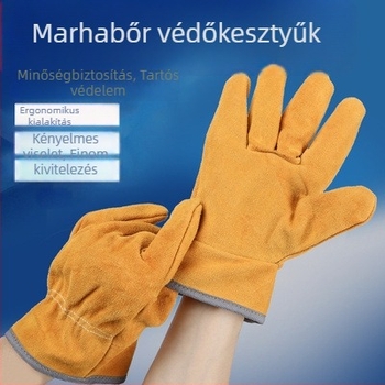 Borjúbőr hegesztőkesztyűk magas hőmérsékletű szigeteléssel, kézvédelem, súly 60