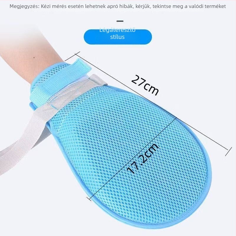 Idős személyek számára készült korlátozó kesztyű a csukló rögzítéséhez, légáteresztő hálóval, belső pántokkal és kötéllel