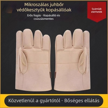 Juhbőr védőkesztyű elektromos munkákhoz – áthatolás és vágás elleni védelem, kopásálló és szigetelő kesztyűk (Anyag: juhbőr; Funkció: elektromos izoláció; Használati terület: elektromos erőművek építése; Súly: 200)