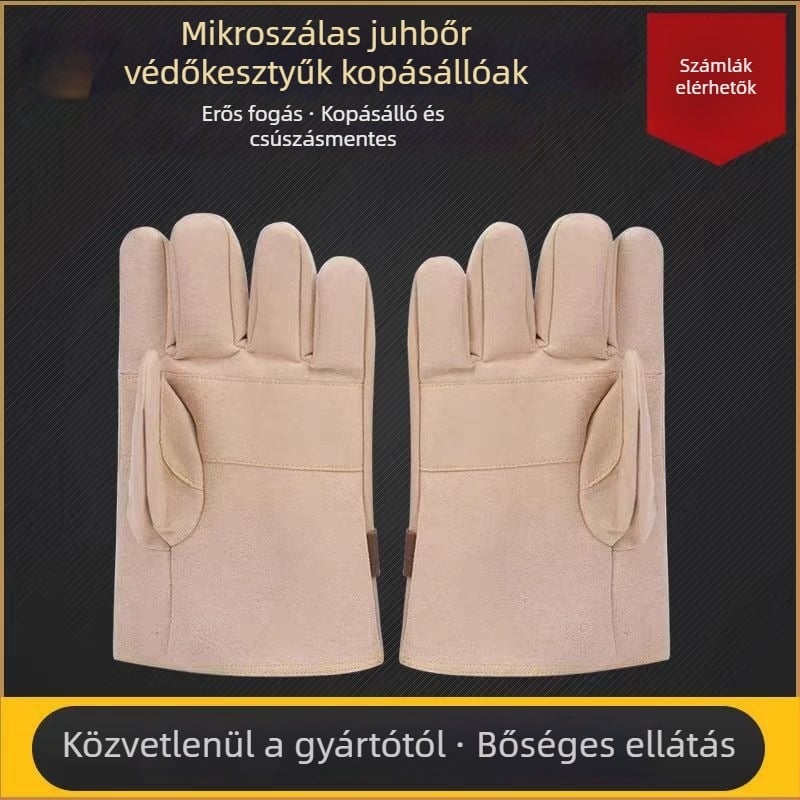 Juhbőr védőkesztyű elektromos munkákhoz – áthatolás és vágás elleni védelem, kopásálló és szigetelő kesztyűk (Anyag: juhbőr; Funkció: elektromos izoláció; Használati terület: elektromos erőművek építése; Súly: 200)