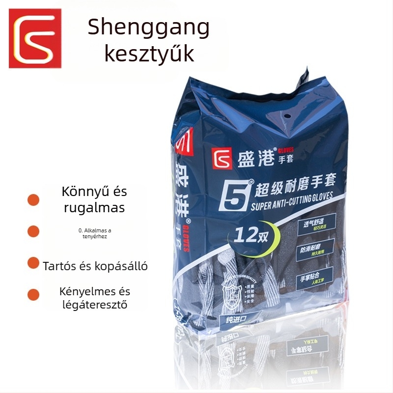 Shenggang Munkavédelmi kesztyűk – gumi bevonattal, kopás- és olajállók, csúszásmentesek, megerősített pamutfonallal, építőipari felhasználásra