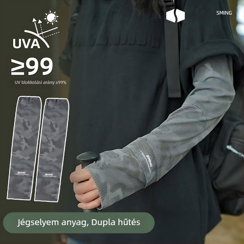 Női UV-védett karvédők jégselyemből nyárra, kültéri túrákhoz, könnyűek, légáteresztőek, sokoldalúak.