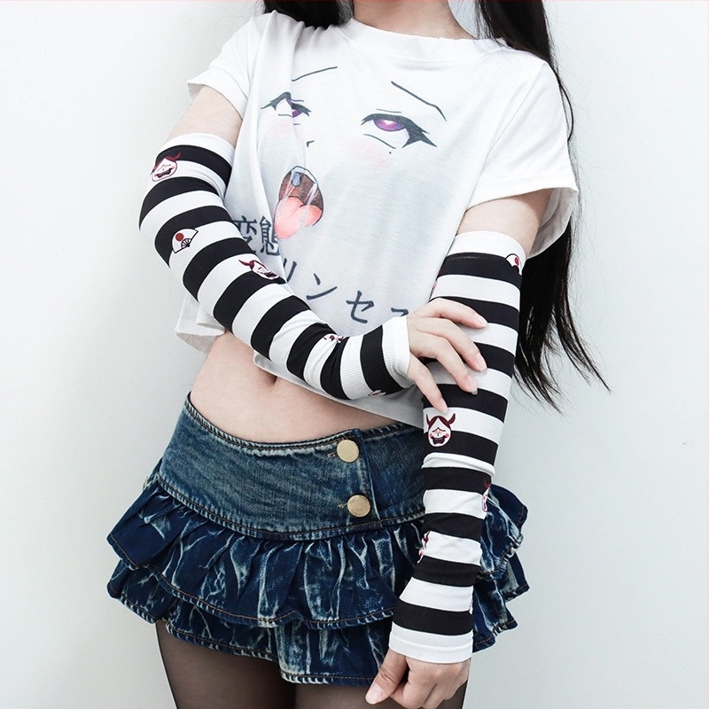 Csíkos digitális nyomtatású napvédő karvédő – légáteresztő poliészter, kültéri futáshoz