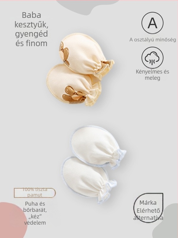 Beileyi baba kesztyűk – pamut, rajzfilmszerű stílus, osztály A, 0–1 éves újszülötteknek