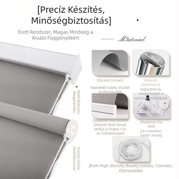 B1 tűzálló roló — poliészter + PVC, testre szabható, irodai és kereskedelmi terekhez, árnyékolási opciók: 0%, 1%, 3%, 5%, teljes/átlátszó/félárnyék