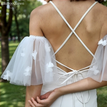 Manzhen Menyasszonyi kesztyű hálós anyagú virágos mintával, hosszú, elegáns MM28