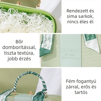 Hui Chu PU bőr kozmetikai tok - hordozható, könnyed luxus dizájn, ajándékcsomagolás, tartalmaz selyemsál