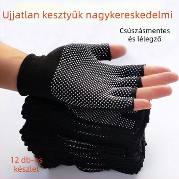Uniszex félujjas kesztyű nylonból, légáteresztő, csúszásmentes, napsugárzás elleni védelem, kopásálló, horgászathoz, fitneszhez, kerékpározáshoz, hegymászáshoz és munkához