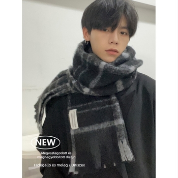 Férfi téli sál, meleg Mohair és poliészter (>96%), Warp szövés, tél 2024, Hangzhou eredet