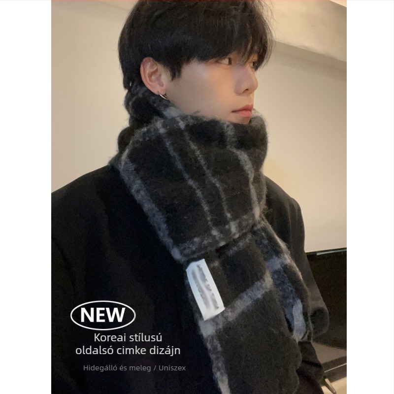 Férfi téli sál, meleg Mohair és poliészter (>96%), Warp szövés, tél 2024, Hangzhou eredet