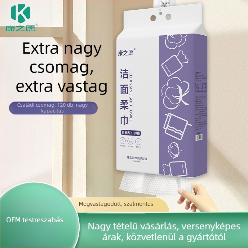 Egyszer használatos arc törölközők, 100% viszkóz rost, falra szerelhető, gyors nedvszívás 0–5 s
