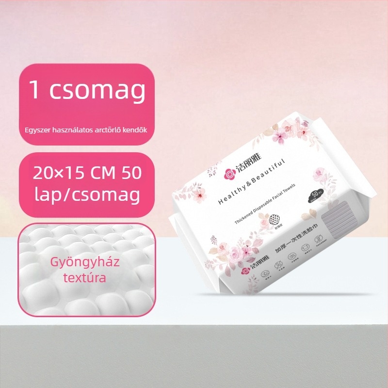 Grace/Jie Liya egyszer használatos arctörlőkendők gyöngyház mintázattal, növényi rostból, száraz és nedves tisztításra, extra vastag.