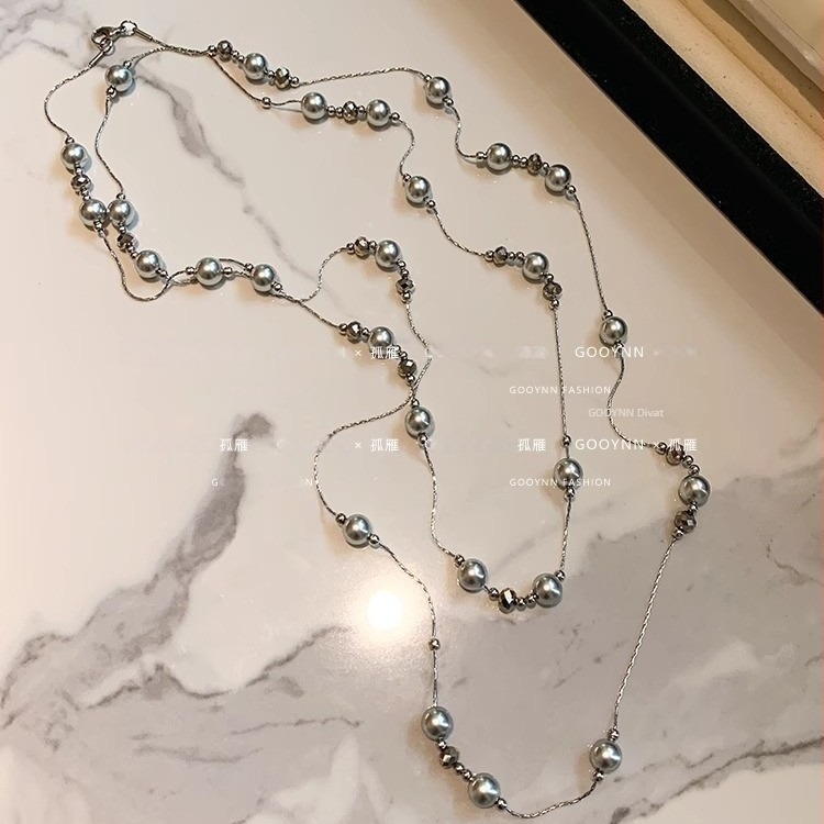 Rétegzett gyöngy nyaklánc, elektroplatált, Luoyue Jewelry, japán-koreai stílus, nőknek, súly ~23 g
