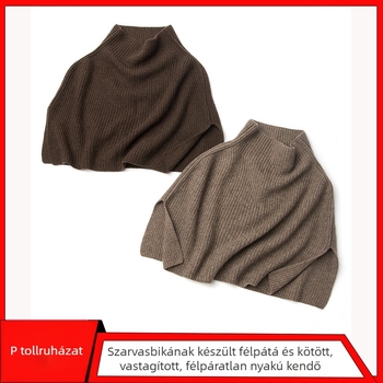 Uniszex pulóver kapucnival yak gyapjúból, kötött, vastag, egyszínű, 96 cm szélesség, fél magas gallér