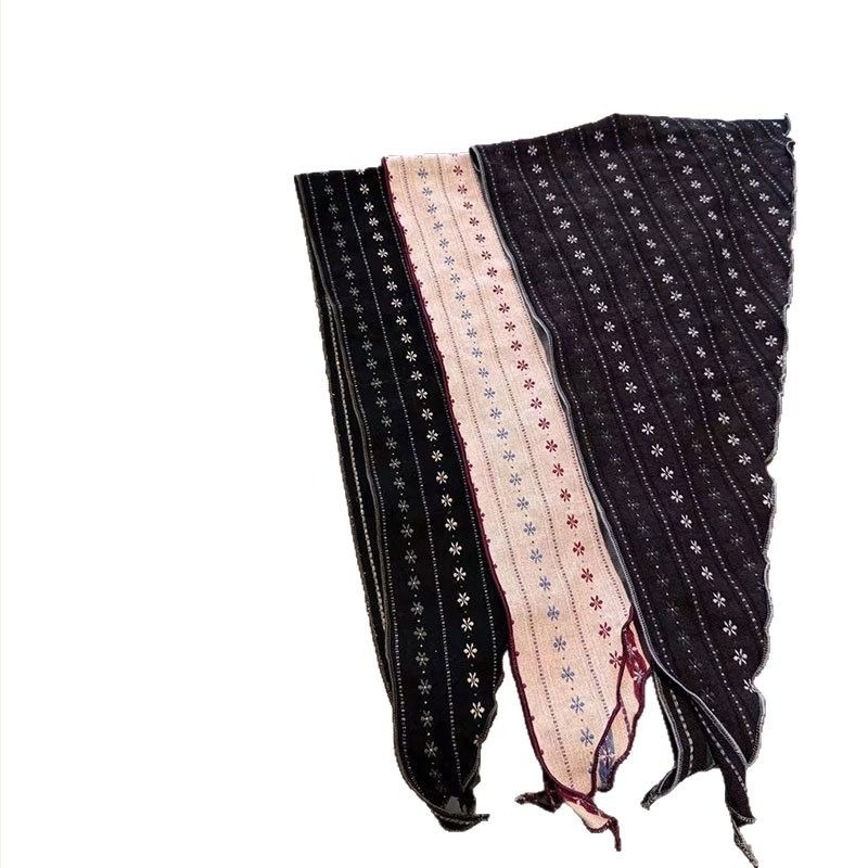 Női pamut háromszög kendő, díszítő nyakkendő irodalmi-retro stílusban, nyár 2025, méret 98×24×48 cm