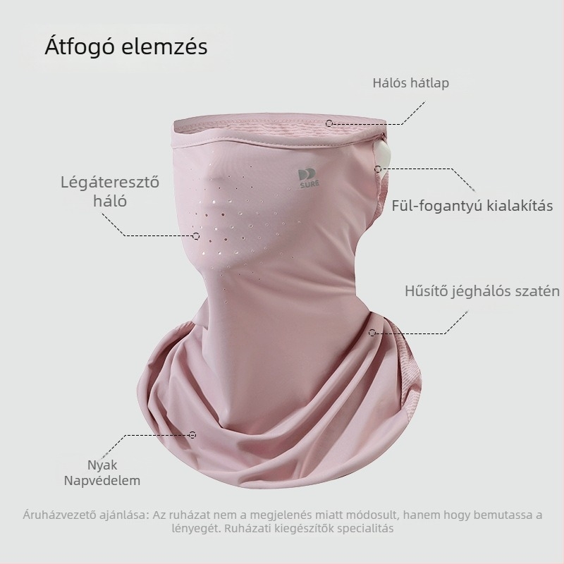 Ice Silk UV maszk poliészterből, légáteresztő, gyorsan száradó, teljes arcfedettség, kültéri kerékpározáshoz