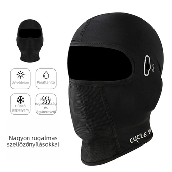 Kerékpáros maszk ice silk anyagból, teljes arcot fedő kialakítással szemüvegnyílással, napsütés elleni védelem, szélálló nyakkendő, Unisex