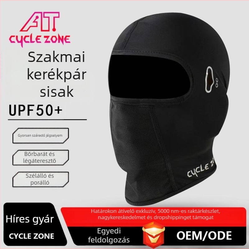 Kerékpáros maszk ice silk anyagból, teljes arcot fedő kialakítással szemüvegnyílással, napsütés elleni védelem, szélálló nyakkendő, Unisex