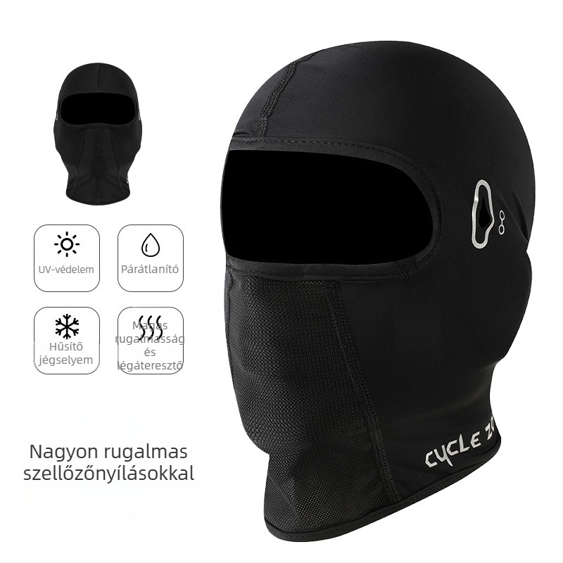 Kerékpáros maszk ice silk anyagból, teljes arcot fedő kialakítással szemüvegnyílással, napsütés elleni védelem, szélálló nyakkendő, Unisex