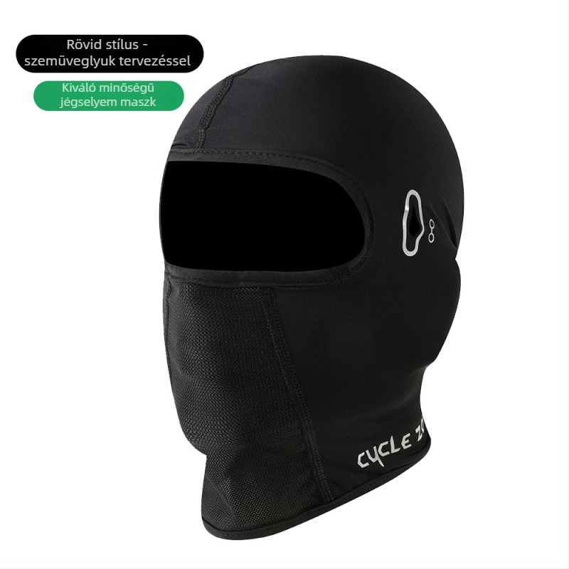 Kerékpáros maszk ice silk anyagból, teljes arcot fedő kialakítással szemüvegnyílással, napsütés elleni védelem, szélálló nyakkendő, Unisex