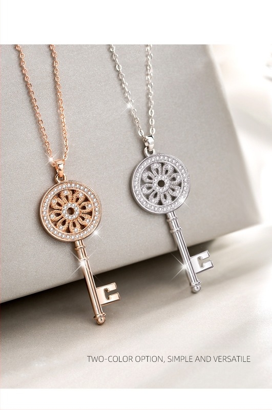 Kulcsmedálos nyaklánc, ötvözet, Zhuotu, minimalist geometriai stílus, tél 2021