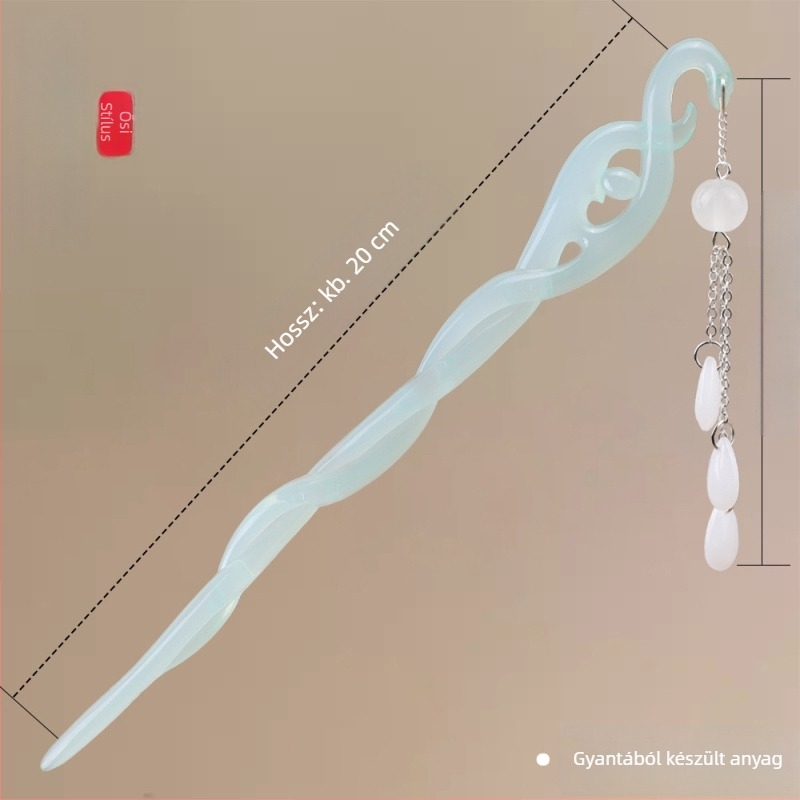 Függő tassel hajcsat, geometriai stílus, új kínai stílus, kígyó-szegély motívum, anyag: műanyag/gyanta