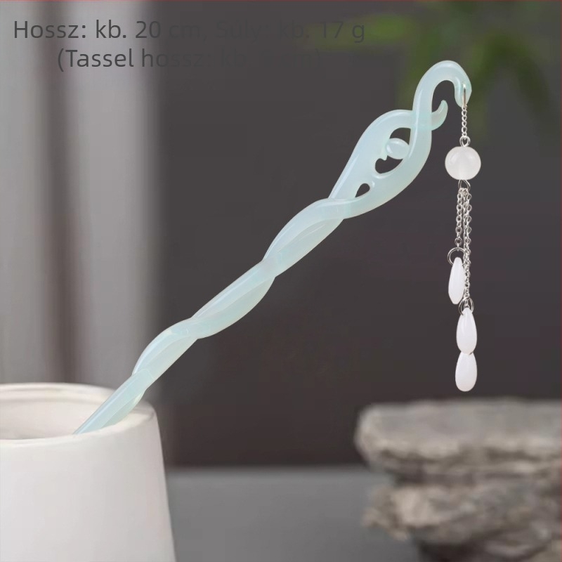 Függő tassel hajcsat, geometriai stílus, új kínai stílus, kígyó-szegély motívum, anyag: műanyag/gyanta