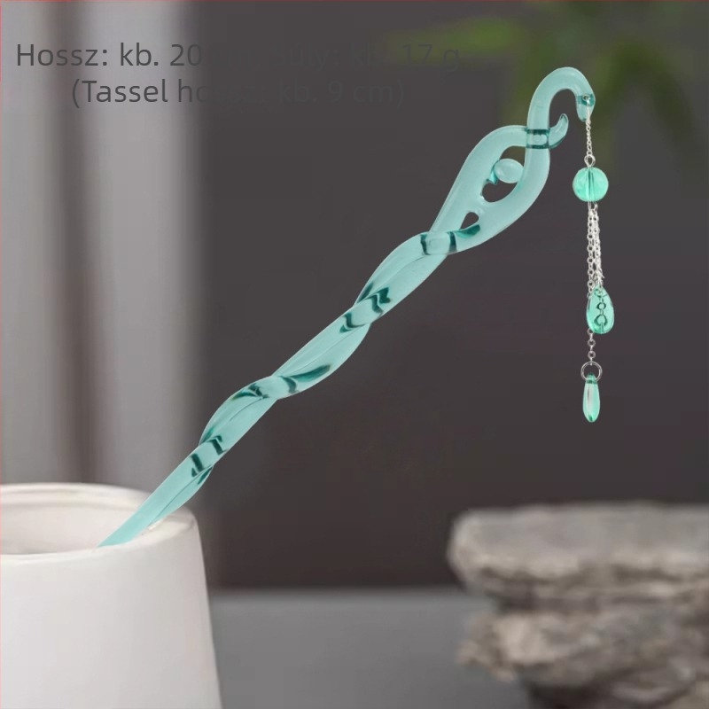 Függő tassel hajcsat, geometriai stílus, új kínai stílus, kígyó-szegély motívum, anyag: műanyag/gyanta