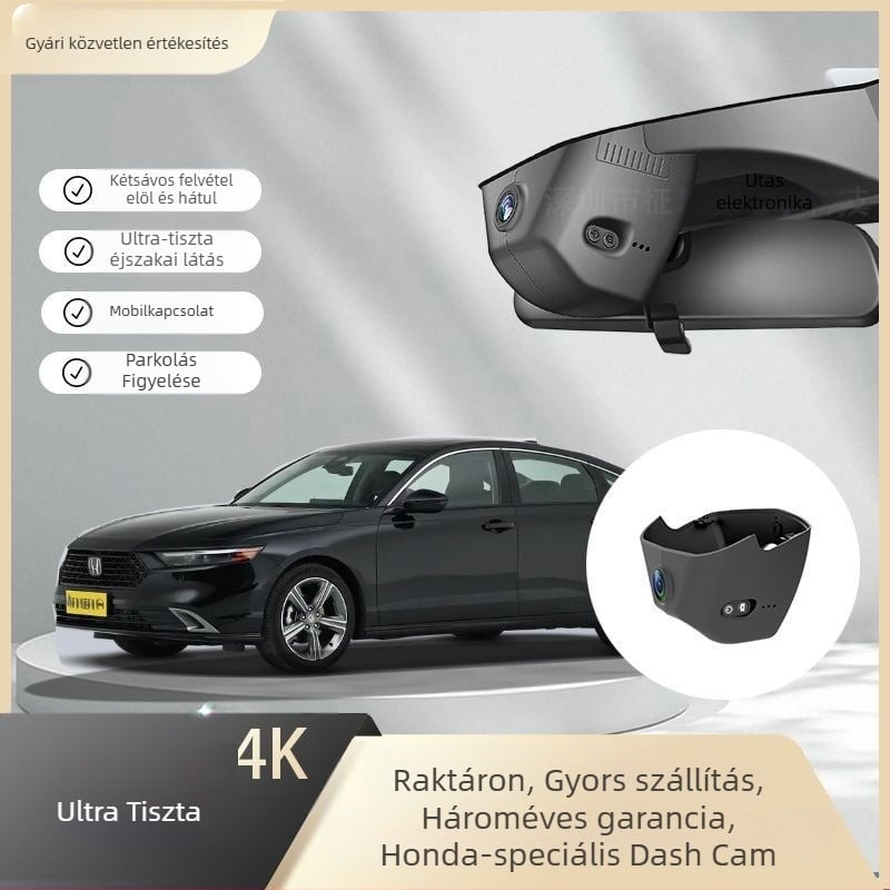 Autós dash kamera, 4K 2160P, Duál lencse, 170° széles látószög, F1.5 rekesz (körkörös felvétel)