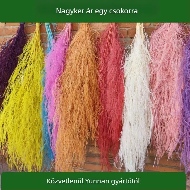 Lógó virágar dekoráció megőrzött és szárított virágokkal, sárkány-bajusszal és hosszú szálú fűvel – egyedi feldolgozás (Márka: Yunnan runhong; Kód: 2024; Stílus: Modern minimál)