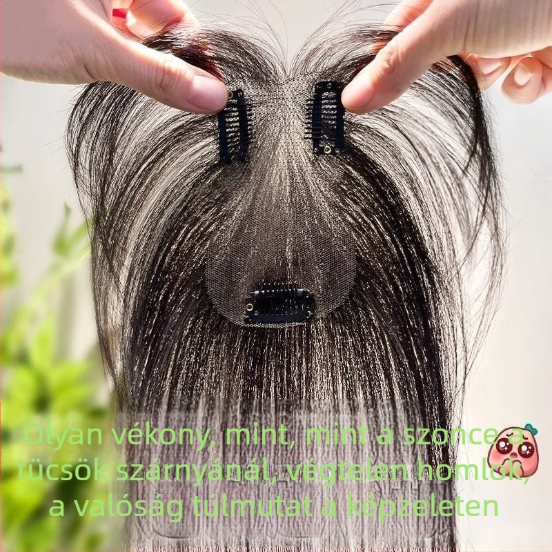 Frufru paróka, valódi emberi hajból, kézzel készített szövés, modell 811, frufru egyenes vagy ferde, festhető és permálható