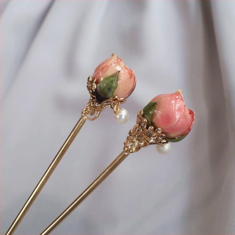 Valódi szárított virágos hajtű — retro stílus, virágos mintázat, fejfedő kiegészítő