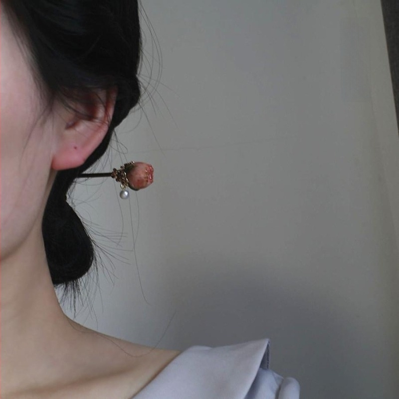 Valódi szárított virágos hajtű — retro stílus, virágos mintázat, fejfedő kiegészítő