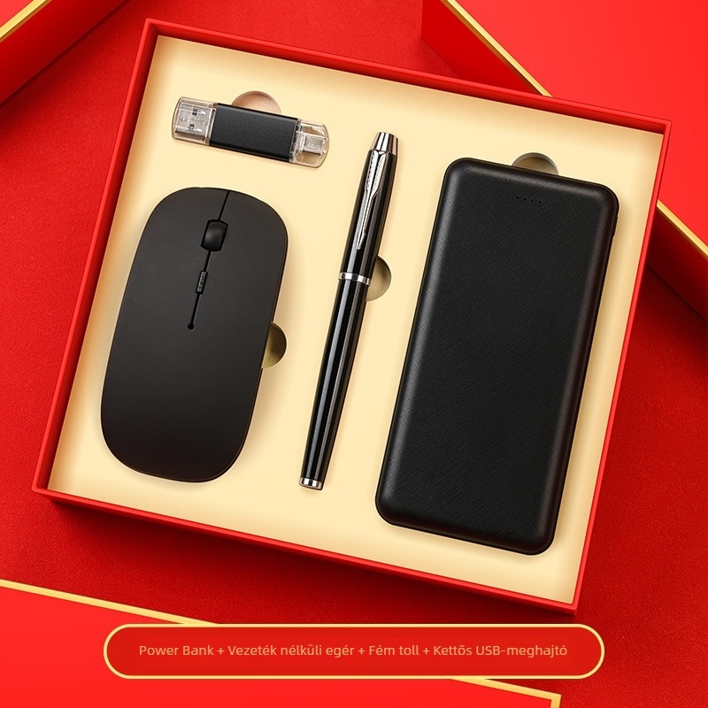 Kiváló minőségű vállalati ajándék készlet billentyűzettel és egérrel, fém kivitel, személyre szabott ajándékdoboz csomagolás, logó testreszabás