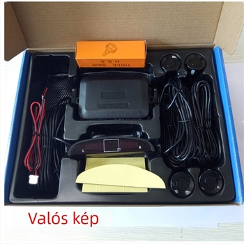 Visszafelé radar 4/6/8 szenzorral, riasztó hanggal és valós hanggal, félhold alakú képernyő, elöl és hátul radaros kép, modell CQ-1401