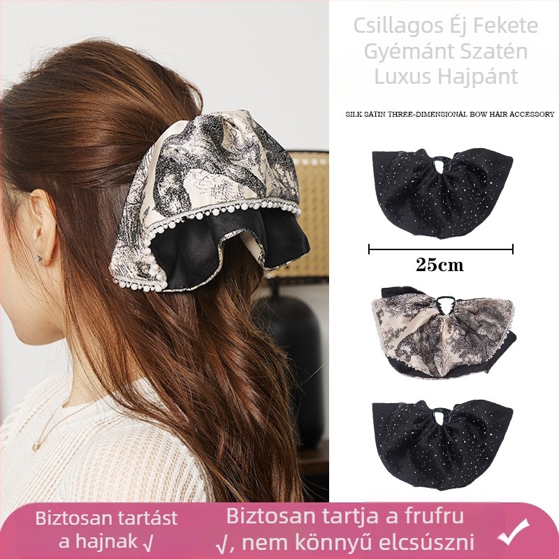 Hajcsat copfhoz gyöngyökkel, kézzel készült, textil anyagból, könnyű luxus stílus