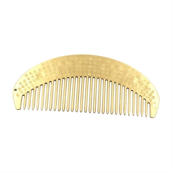 Fésű Heart Sutra réz, retro stílus, faragott, uniszex