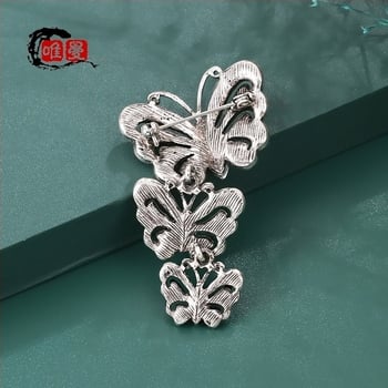 Pillangó dizájnnal rovar-stílusú bross, gyémántos kristályos felülettel, multifunkcionális (Anyag: ötvözet; Stílus: rovar; Kezelés: gyémánt; Funkció: multifunkcionális; Típus: brooch)