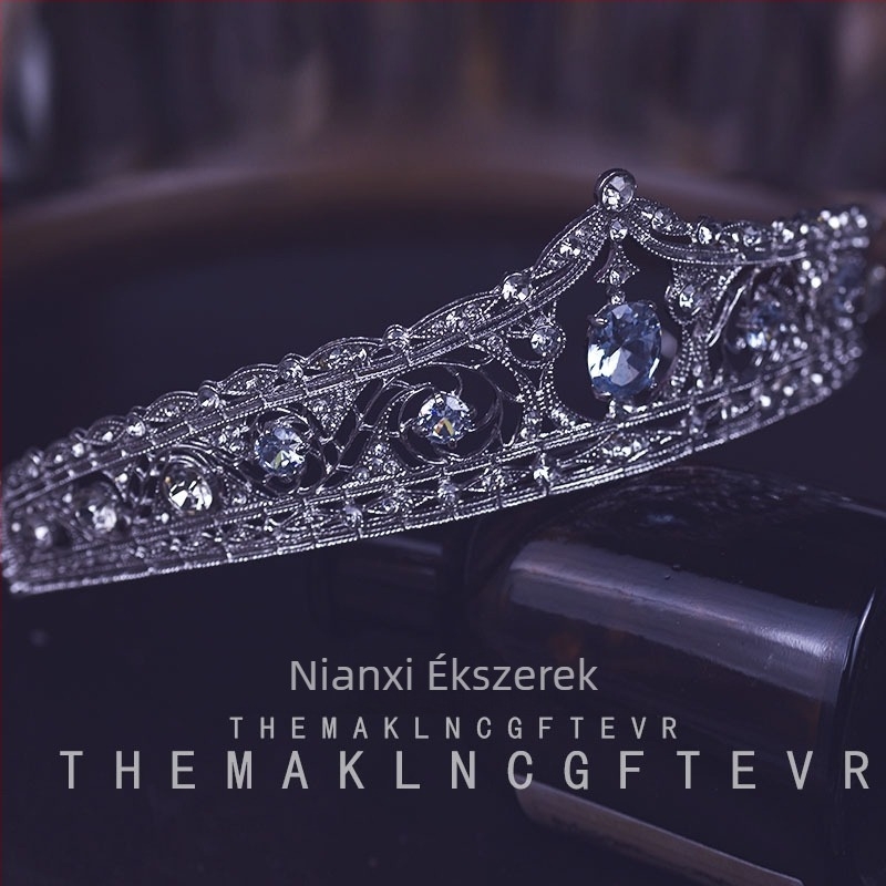 Esküvői korona fejfedő elektroplattált ötvözet PT900 és fehér cirkónia kristályokkal és rhinestones
