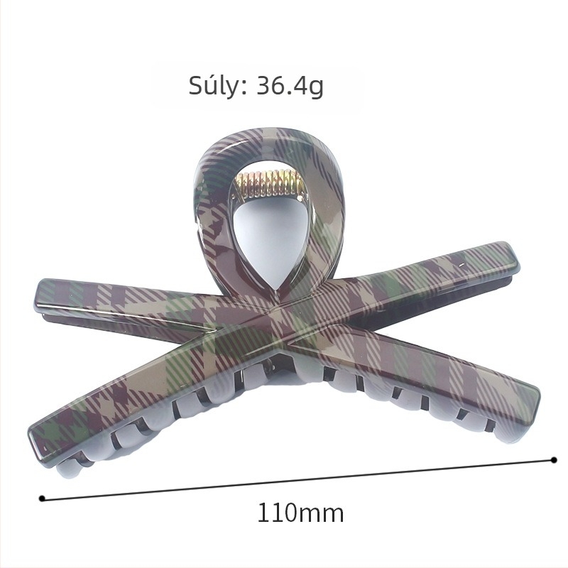 Új retro houndstooth mintázatú hajcsat, mély fogakkal, nőknek, hátul a fejhez