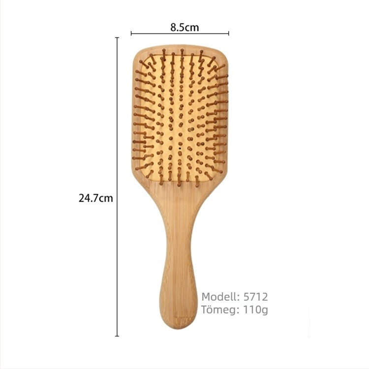 Bambuszból készült masszázs hajkefe légpárnás párnával, nagy lemezzel a fejbőr masszírozásához és stylinghoz
