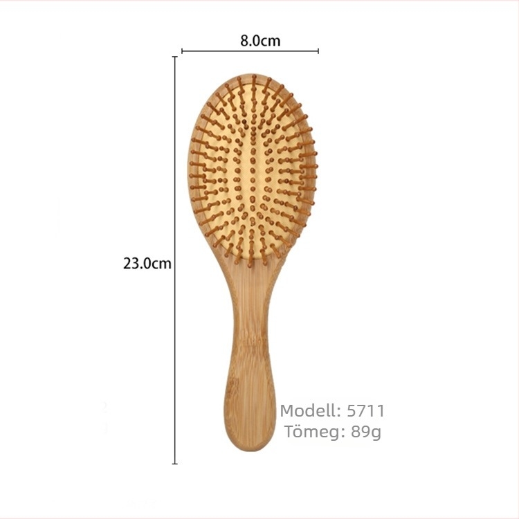 Bambuszból készült masszázs hajkefe légpárnás párnával, nagy lemezzel a fejbőr masszírozásához és stylinghoz