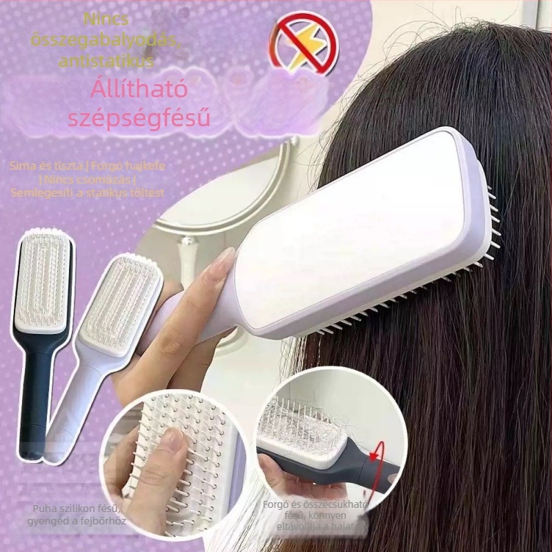 ABS anyagú levegő párnás fésű, antistatikus, teleszkópos masszázs, egy kattintásos tisztítás