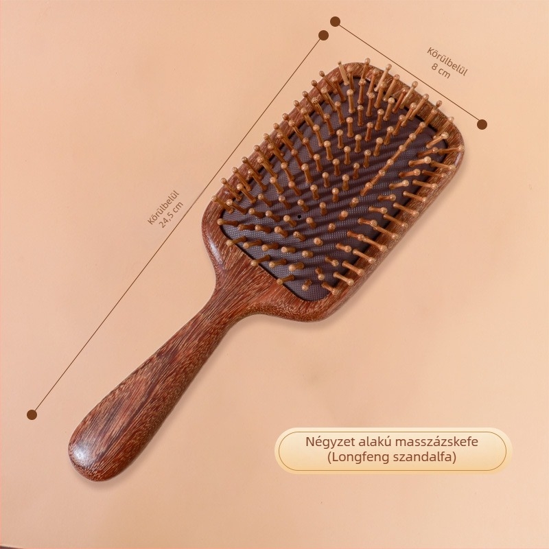 Szantálfa légpárnás hajkefe meridián masszázzsal és négyzet alakú plakkal a haj kisimításáért