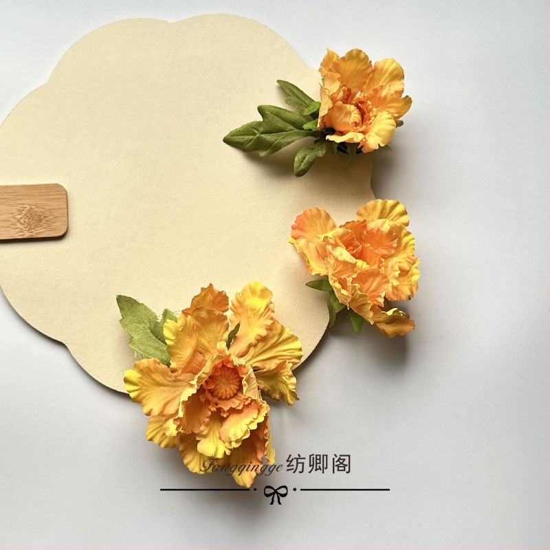 Selyem virág hajcsat, Hanfu-stílusú fém hajkiegészítő gyerekeknek