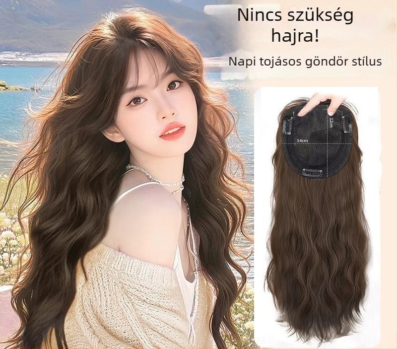 Női paróka – volumen, vízben hullámzó hosszú göndör haj, modell J56, mechanizmus, anyag: magas hőmérsékletű huzal, nem festhető vagy permálható